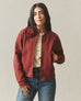 Women's Fleece Bomber Jacket - Russet Brown